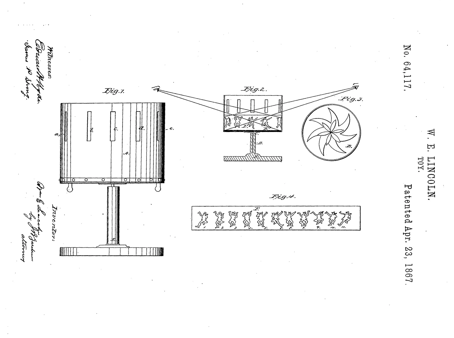 A picture from the patent for a zoetrope
